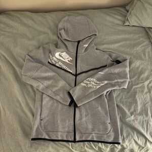 Nike Tech Fleece White Graphic Full-Zip Hoodie